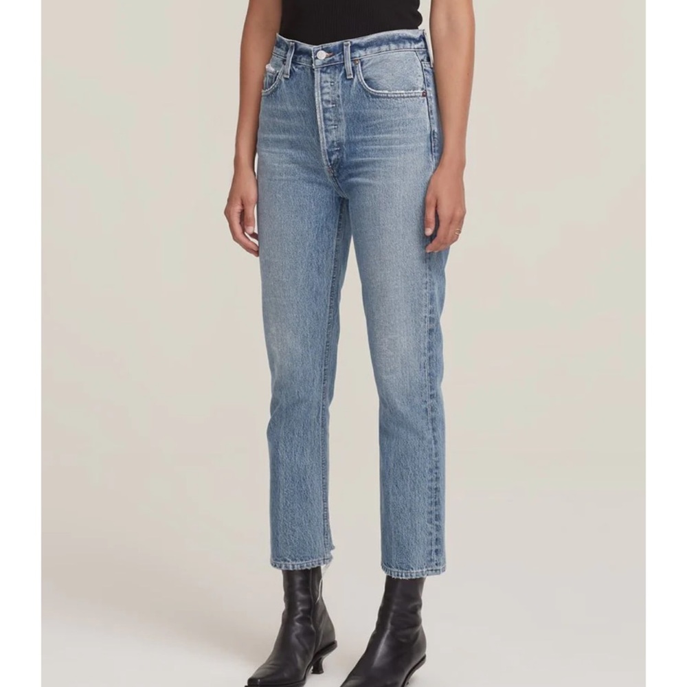 Agolde Riley High Rise Straight Crop Rigid Jeans in Emulsion